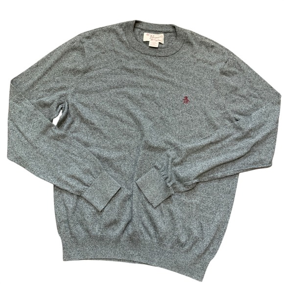 Original Penguin Other - Penguin Original‎ Mens Gray Cotton Crew Neck Sweater Lightweight Knit Casual